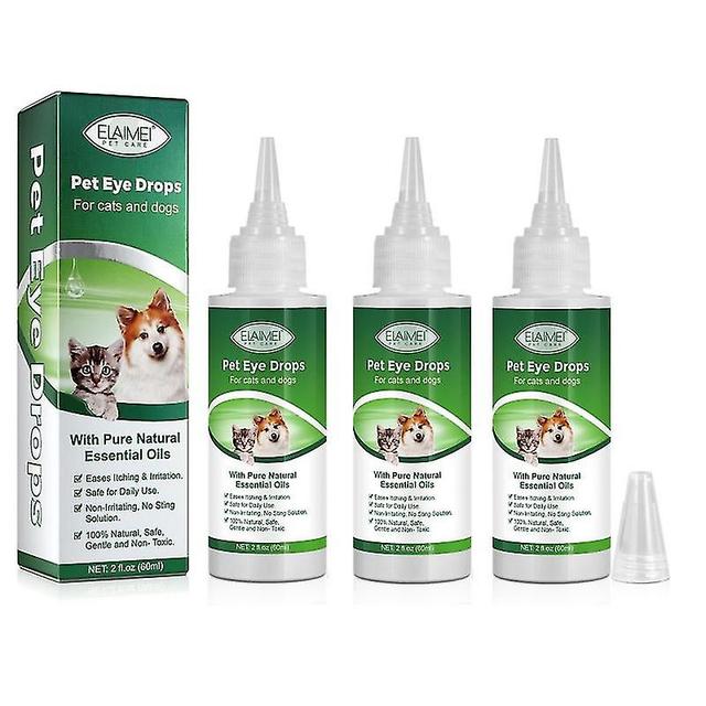 3pcs Chien Chat Conjonctivite Gouttes Ophtalmiques, Conjonctivite lacrymale Gonflement rouge Anti Inflammatoire Bactéricide Soins Des Yeux on Productcaster.