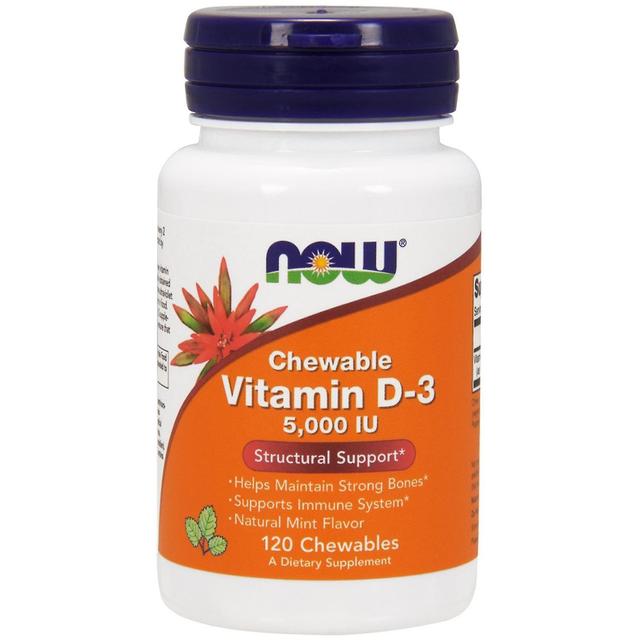 NOW Foods Nu Foods, Chewable Vitamin D-3, Natural Mint Flavor, 5.000 IE, 120 Chewables on Productcaster.