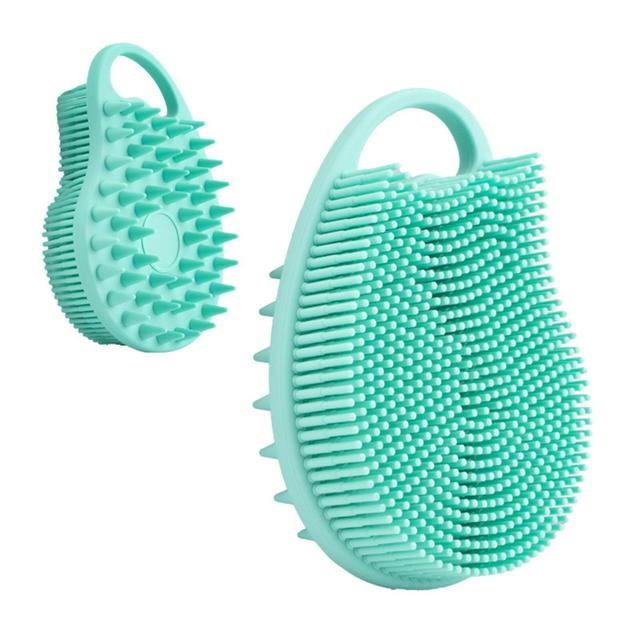 Double-sided Silicone Shower Brush Soft Scalp Massager Shampoo Brush Exfoliating Body Cleaning Brush Green on Productcaster.