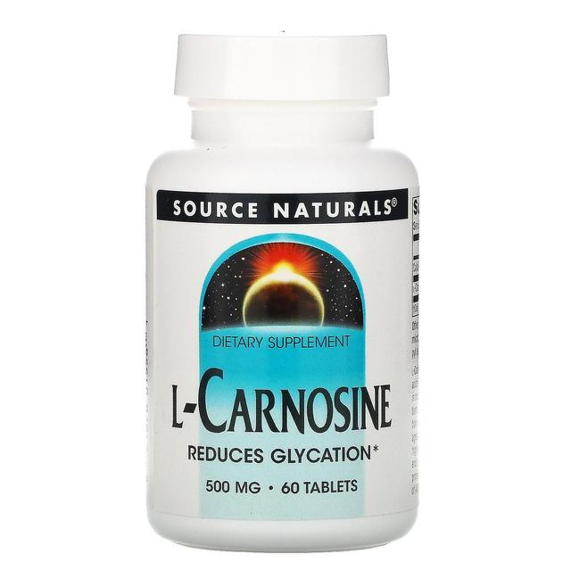 Source Naturals Källa Naturals, L-karnosin, 500 mg, 60 tabletter on Productcaster.