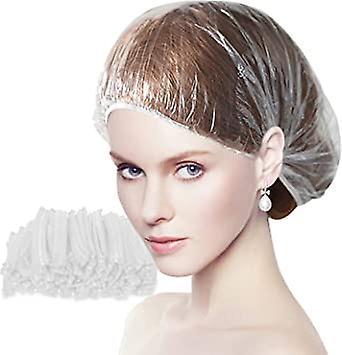 Dewenwils Dww-100 Pices (Blanc) Bonnet de Douche en Plastique Transparent Jetable pour Usage Domestique, Htel, Spa, Salon de Coiffure et Atelier on Productcaster.