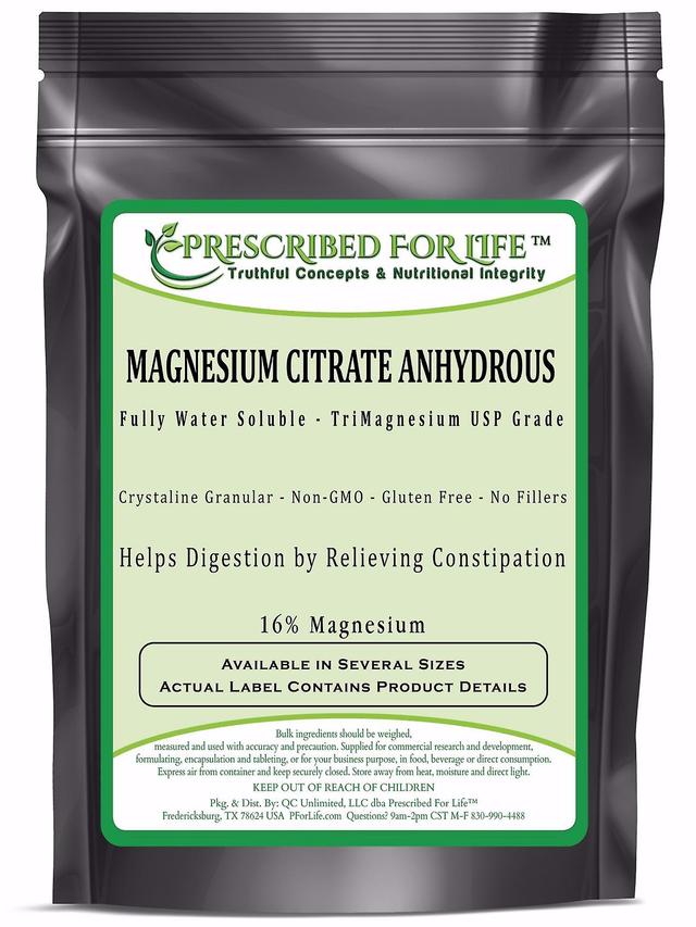 Prescribed For Life Citrato de magnésio anidro-natural USP Trimagnésio citrato pó solúvel em água-16% mg 12 oz (340 g) on Productcaster.