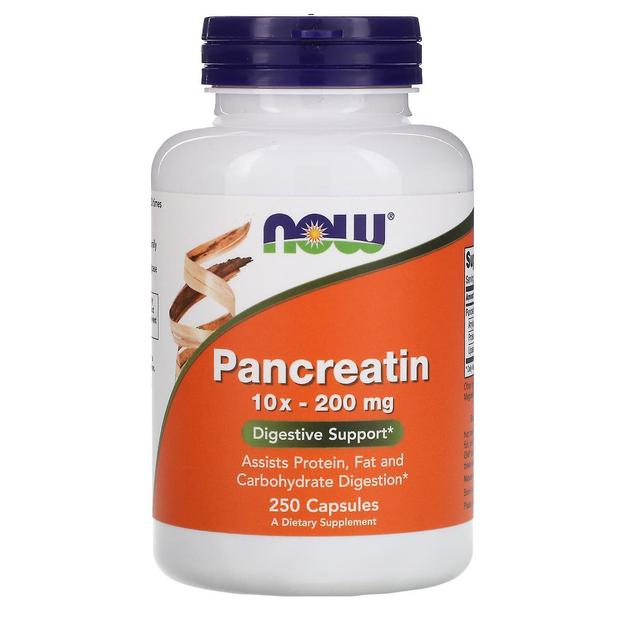 NOW Foods, Pancreatin, 10X - 200 mg, 250 Capsules on Productcaster.