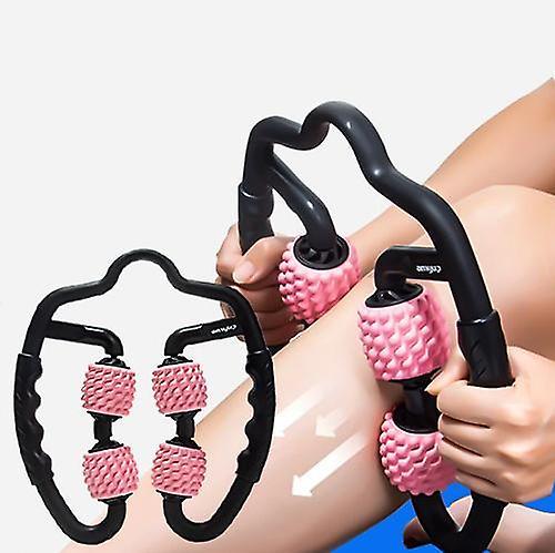 Muscle Relaxer Massage Roller Shape Trigger Point Gym Yoga Pilates Exercise 4 Rounds Arms Legs Neck pink on Productcaster.