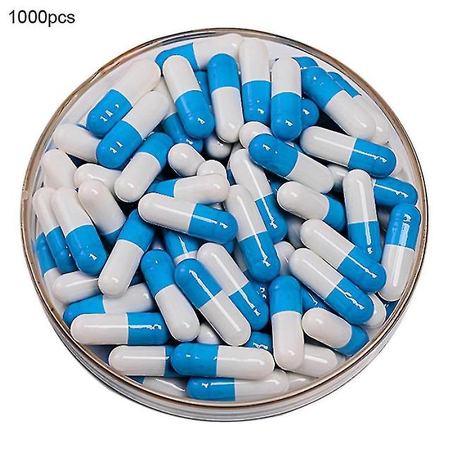 1000pcs Transparent Hollow Gelatin Empty Separated Medical Powder Capsule Shells Blue White on Productcaster.