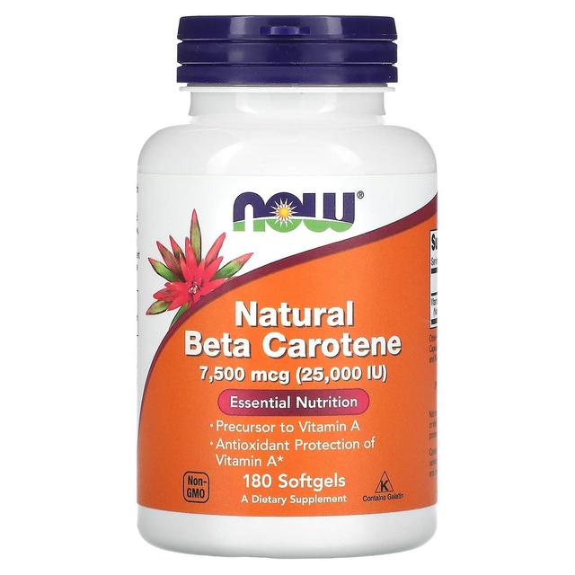 NOW Foods, Natural Beta Carotene, 7,500 mcg (25,000 IU), 180 Softgels on Productcaster.