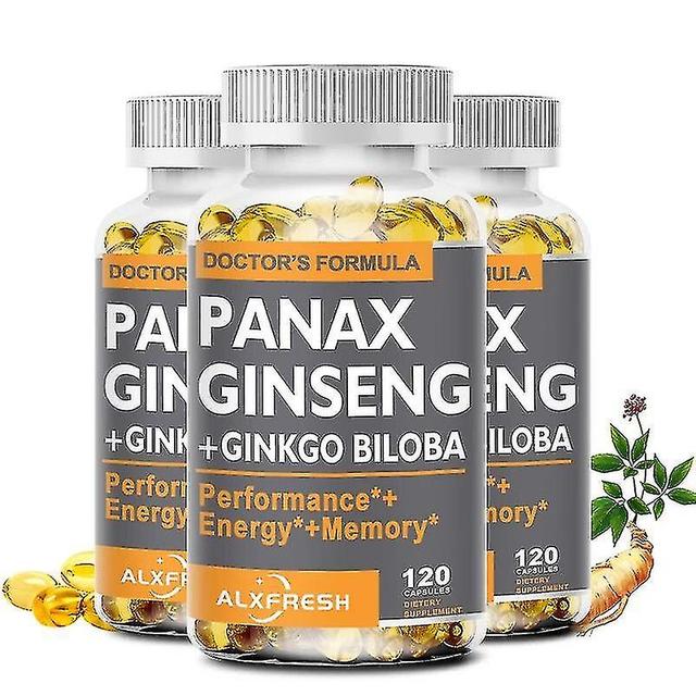 Alxfresh Ginseng & Ginkgo Capsules - Premium Non-gmo/vegetarian Superfood - Traditional Energy Booster & Brain Booster 3X Bottle 120pcs on Productcaster.