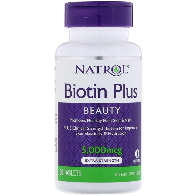 Natrol, Biotin Plus, Extra Strength, 5,000 mcg, 60 Tablets on Productcaster.