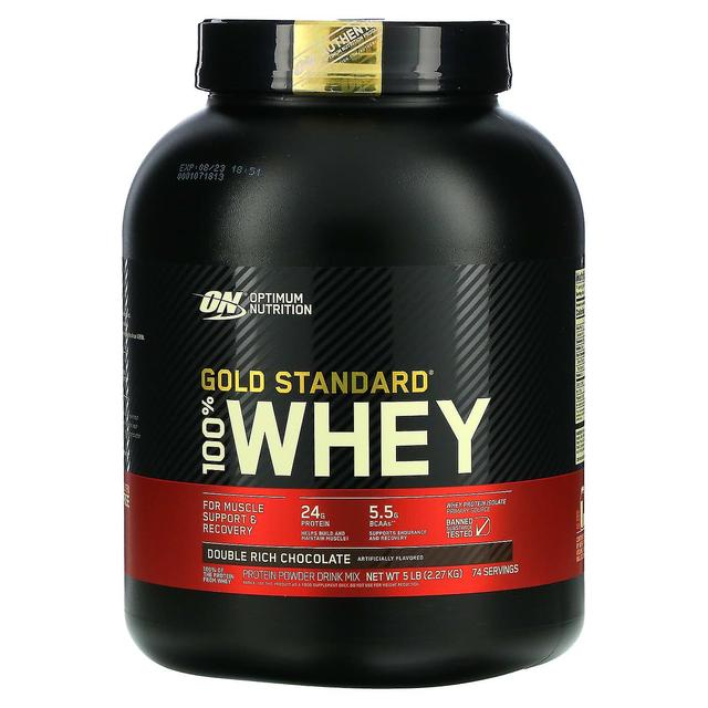 Optimum Nutrition Optimale voeding, Gold Standard 100% wei, dubbel rijke chocolade, 5 lbs (2,27 kg) on Productcaster.