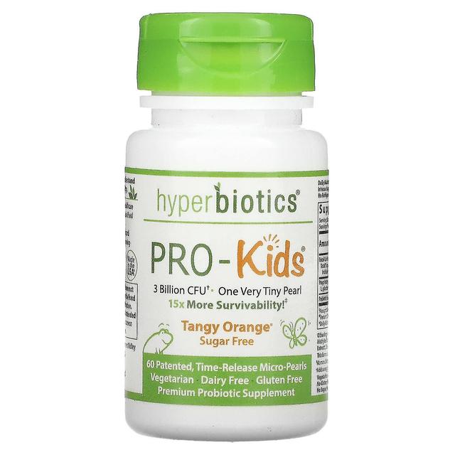 Hyperbiotics Hyperbiotika, PRO-Kids, Sukkerfri, Tangy Orange, 3 milliarder CFU, 60 mikroperler on Productcaster.