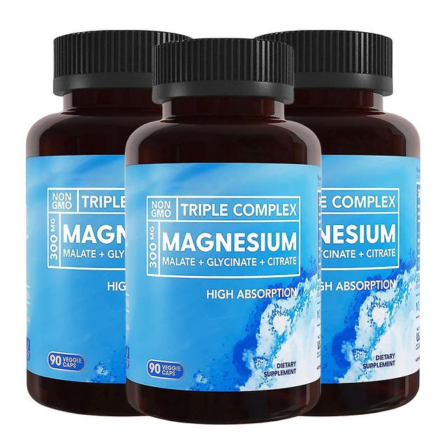 1er-Pack Triple Magnesium Complex | Magnesiumglycinat, Magnesiummalat und Magnesiumcitrat für Muskeln, Nerven und Energie | Hohe Absorption 3PCS on Productcaster.