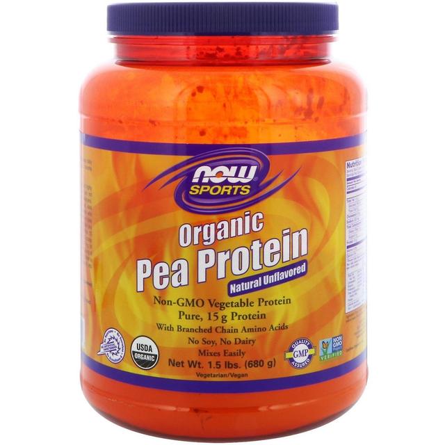 NOW Foods Agora Alimentos, Esportes, Proteína de ervilha orgânica, Natural Sem sabor, 1,5 lbs (680 g) on Productcaster.