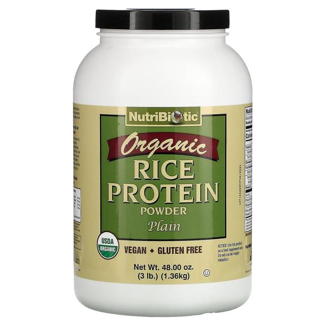 NutriBiotic, Organic Rice Protein Powder, Plain, 3 lbs (1.36 kg) on Productcaster.