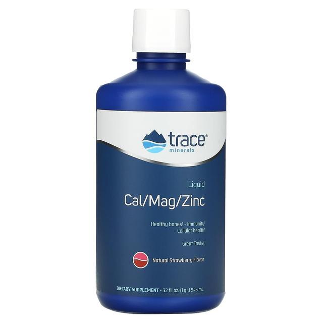 Trace Minerals Minerais Vestigiais , Cal/Mag/Zinco Líquido, Morango Natural , 32 fl oz (946 ml) on Productcaster.