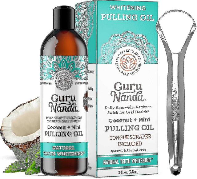 Gurunanda Oil Pulling (8 Fl.oz) With Coconut & Peppermint Oil With Tongue Scraper Inside The JP on Productcaster.