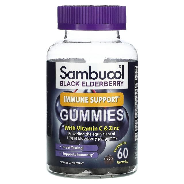 Sambucol, Black Elderberry, Immune Support Gummies with Vitamin C & Zinc, Natural Berry, 60 Gummies on Productcaster.