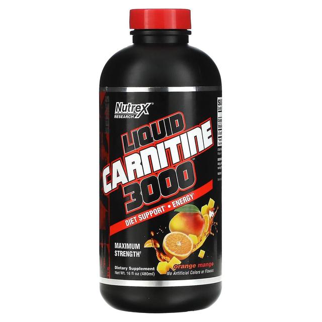 Nutrex Research, Liquid Carnitine 3000, Maximum Strength, Orange Mango, 16 fl oz (480 ml) on Productcaster.