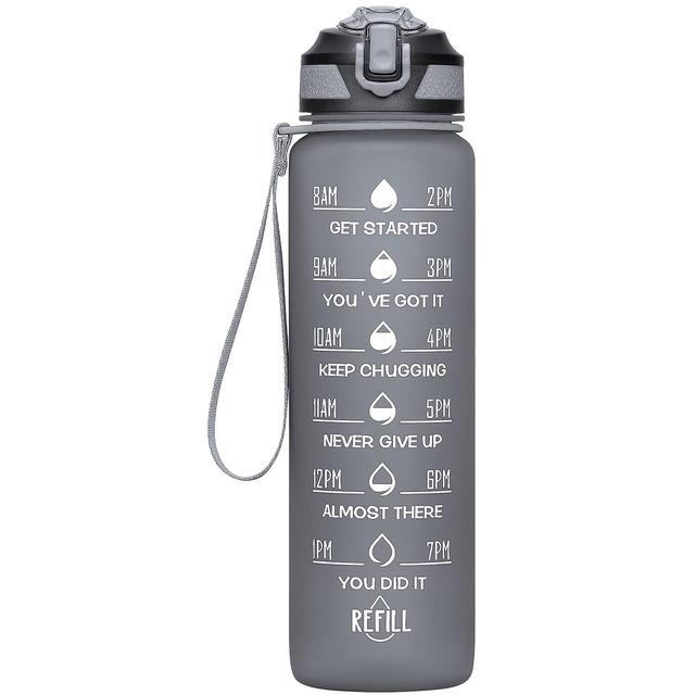 32/24 Oz Water Bottles With Straw & Time Marker, Bpa Free Tritan, Leakproof Water Jug For Fitness Grey on Productcaster.