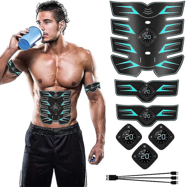 3 Pcs Stimulator, Electric Muscle Stimulator For Workout With Abdomen Stimulator And Arm/Leg/Hip Stimulators, Smart Fitness Machine For Men on Productcaster.