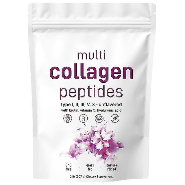 Ycxpy Multi Collagen Peptides Powder 2LB, with Biotin, Hyaluronic Acid, Vitamin C, Type I,II,III,V,X Unflavored Collagen Peptides 3bags on Productcaster.