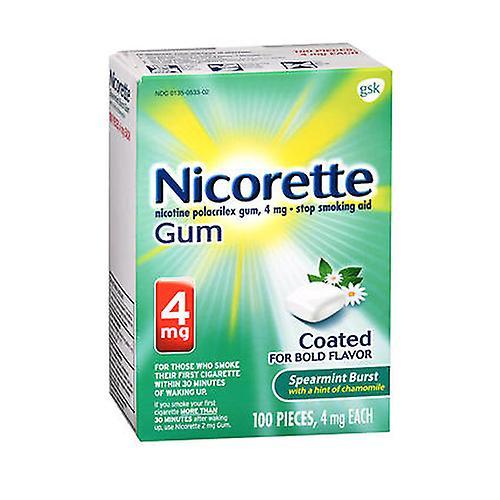 Nicorette Stop Smoking Help Gum Spearmint Prasknutie s nádychom harmančeka,4 mg,100 každý (balenie po 1) on Productcaster.