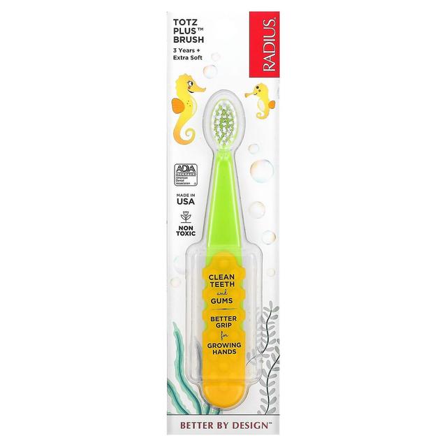 RADIUS, Totz Plus Brush, 3 Years +, Extra Soft, Green/Yellow, 1 Toothbrush on Productcaster.