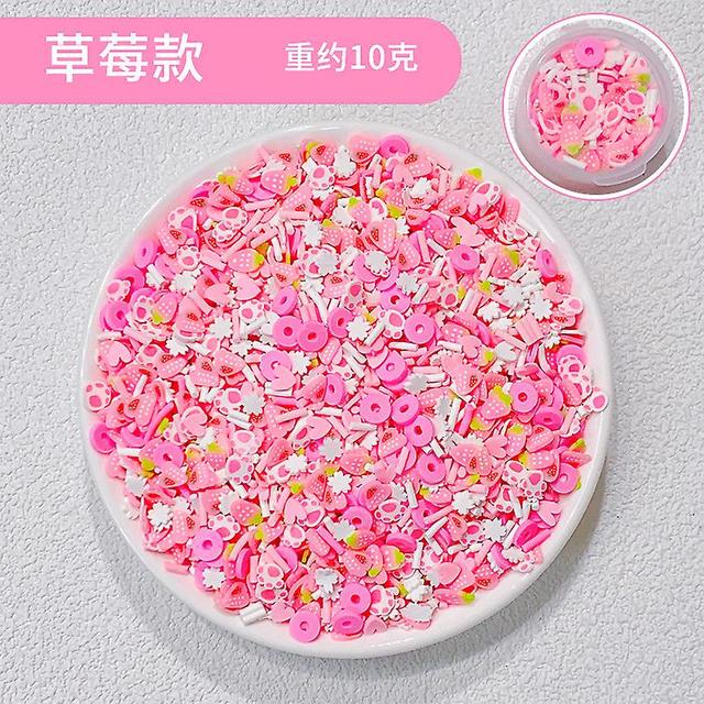 50pcs Strawberry Model# Cream Gel Diy Canned Sugar Granules Love Flower Soft Ceramic Slice Nail Enhancement Patch Handmade Material Bag on Productcaster.