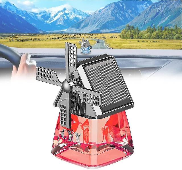 Car Air Fresheners, Solar Energy Car Fragrance Diffuser, Windmill Solar Energy Rotating Aromatherapy Car Air Freshener Red on Productcaster.