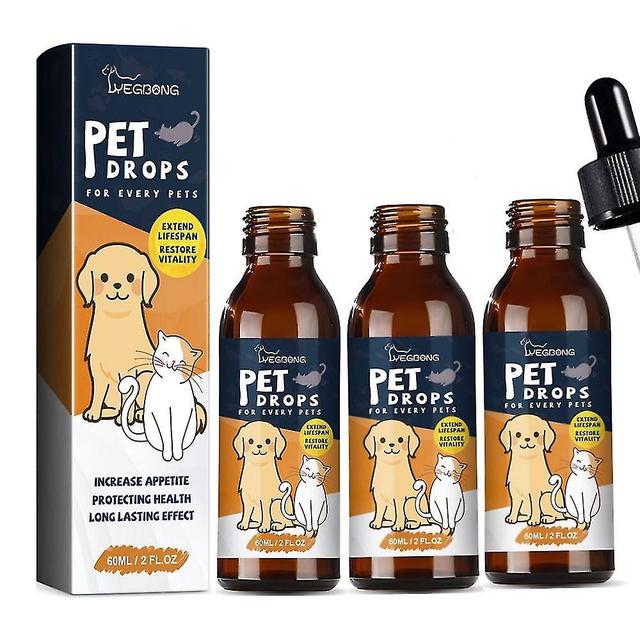 3x 60ml Pet Health Drops Dogs Care Drop Formula pre každý deň použitie Starší pes Zlá chuť do jedla Riešenie Zlepšenie trávenia on Productcaster.