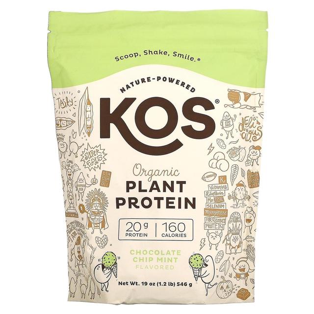 KOS, ekologiskt växtprotein, chokladchipmynta, 546 g (1.2 lb) on Productcaster.