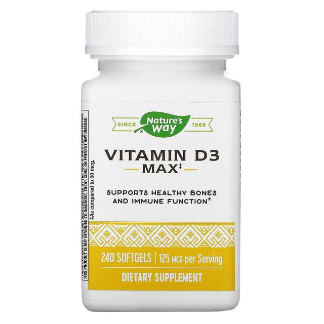 Nature's Way Luonnon tapa, D3-vitamiini, 125 mcg, 240 Softgels on Productcaster.