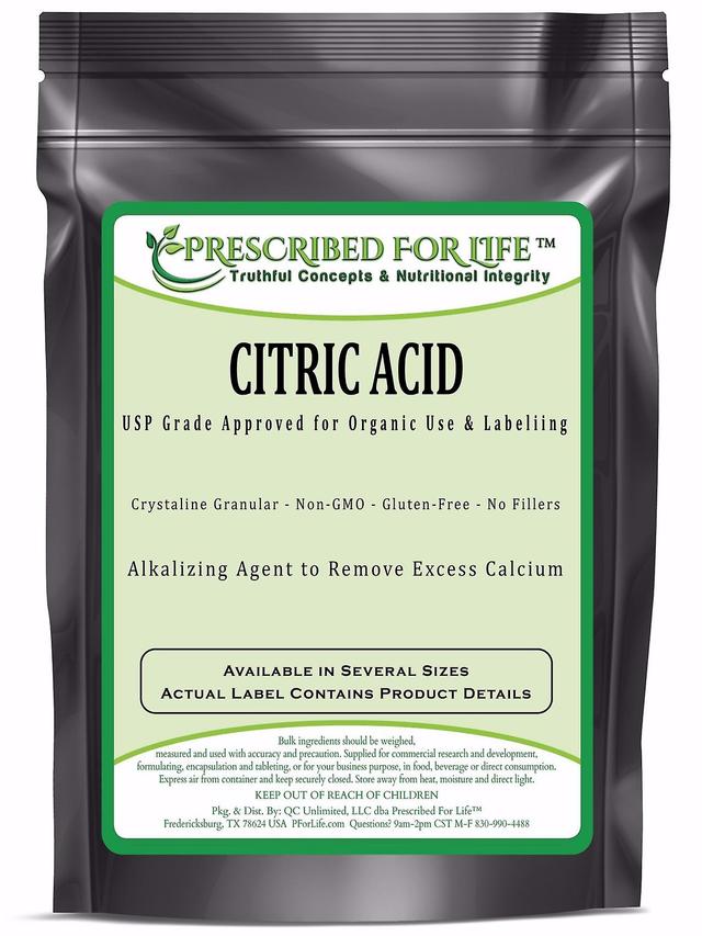 Prescribed For Life Acido citrico-fine USP granulare-approvato per l'etichettatura organica 12 oz (340 g) on Productcaster.