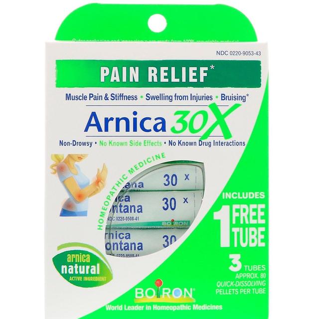 Boiron, Single Remedies, Arnica 30X, 3 Tubes, Approx. 80 Quick-Dissolving Pellet on Productcaster.