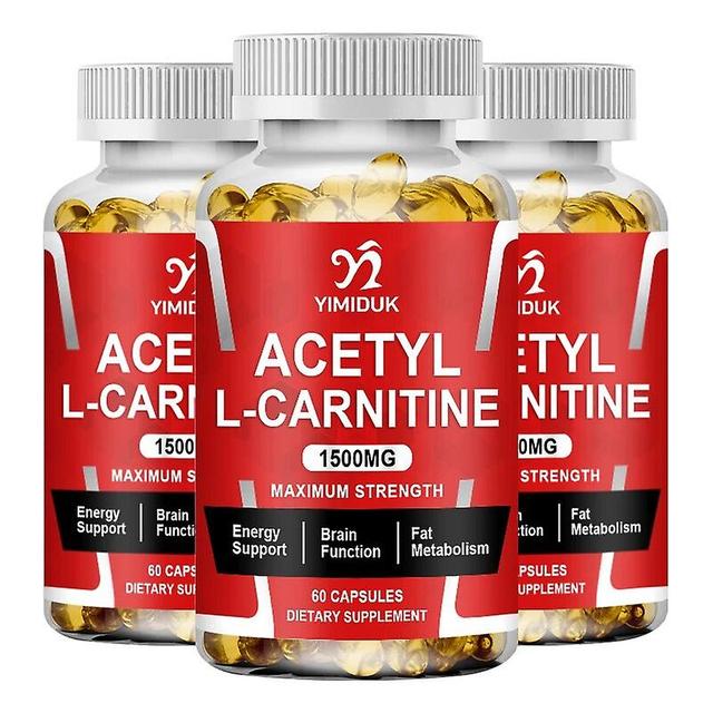 Vorallme Acetyl L-Carnitine 1500mg High Potency Supports Natural Energy Production Supports Memory Focus Increase Body Performance 3 Bottles 60PCS on Productcaster.