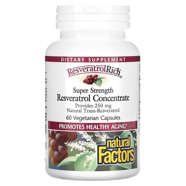 Natural Factors Luonnolliset tekijät, ResveratrolRich, Super Strength, Resveratrol-konsentraatti, 60 kasvissyöjäkapselia on Productcaster.