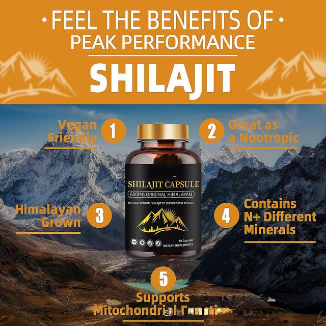 Kapsuly Shilajit, 600mg Shilajit zlatá kapsula, Shilajit Pure Himalayan Organic, Shilajit kapsula organická himalájska bohatá na stopové minerály 2pcs on Productcaster.