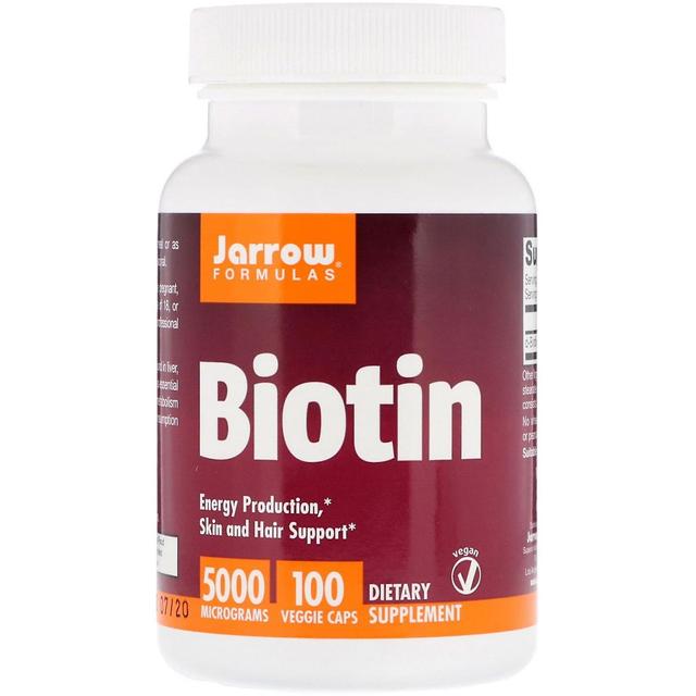 Jarrow Formulas, Biotin, 5,000 mcg, 100 Veggie Caps on Productcaster.