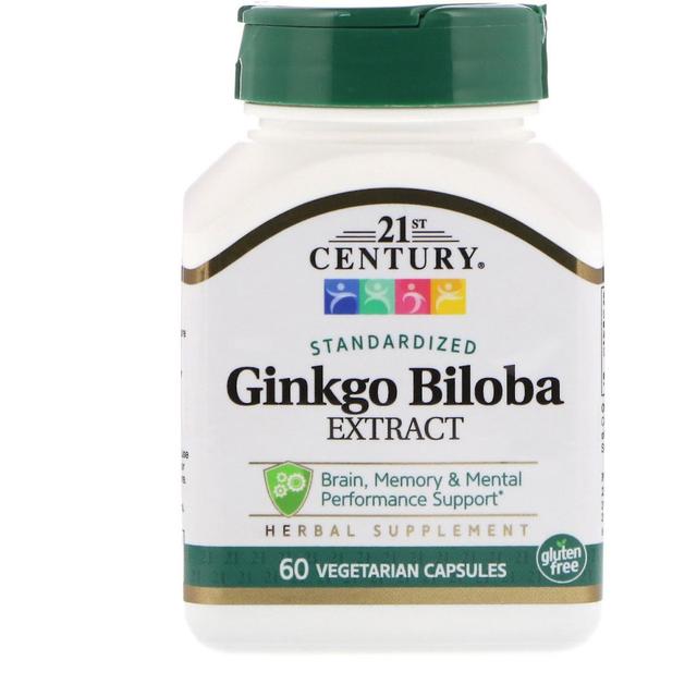 21st Century 21. vuosisata, Ginkgo Biloba -uute, standardoitu, 60 kasvissyöjäkapselia on Productcaster.