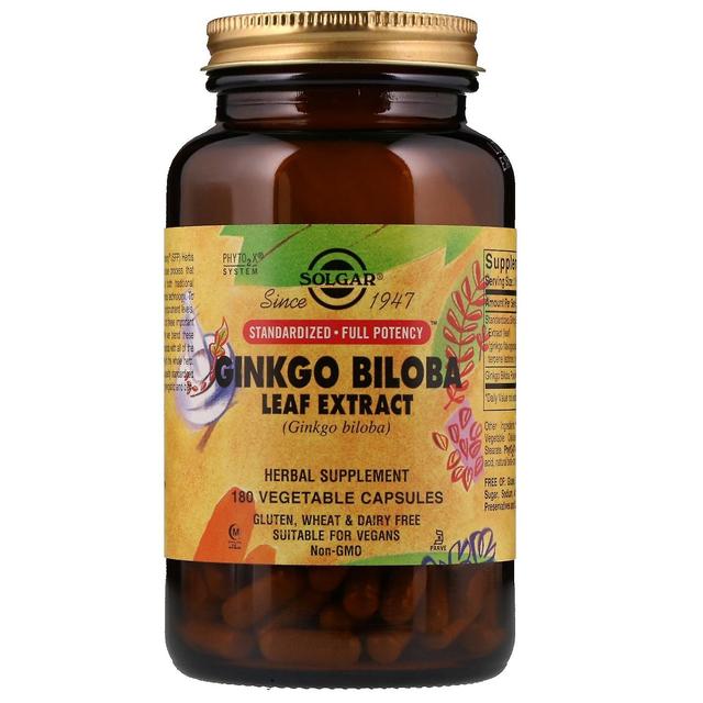 Solgar, Ginkgo Biloba Bladextrakt, 180 grönsakskapslar on Productcaster.