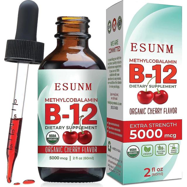 Liquido organico naturale della vitamina B12, forza extra sublinguale 60 x 5000 mcg gocce di metilcobalamina, spinta di energia, messa a fuoco migl... on Productcaster.