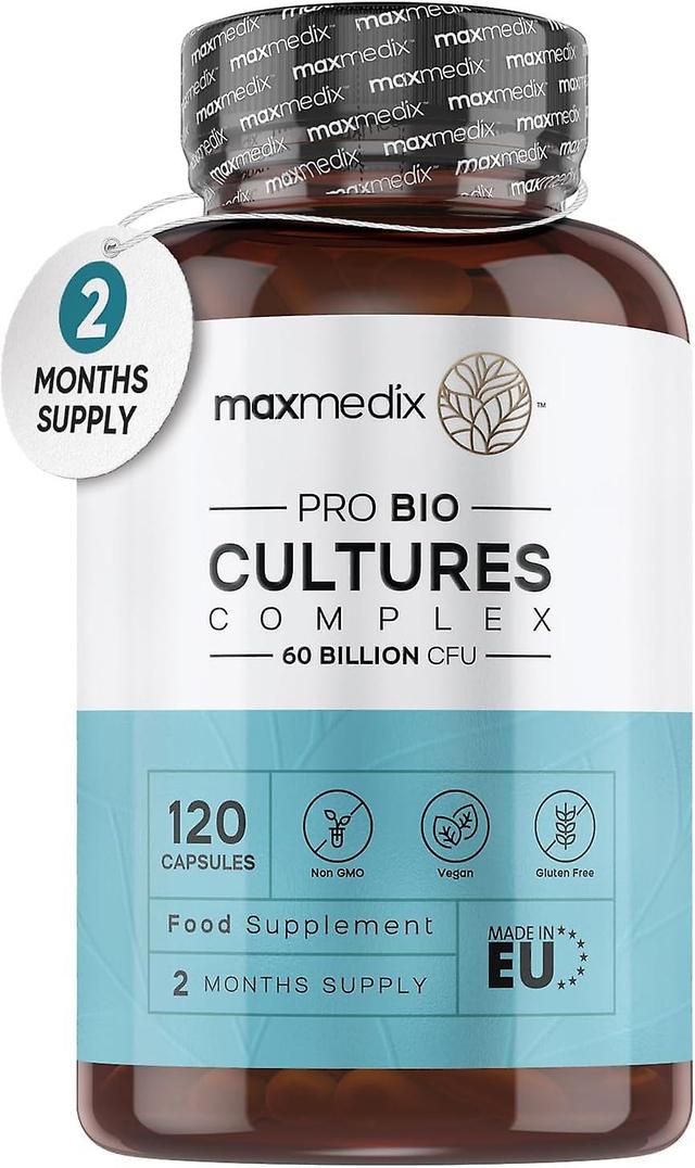 Maxmedix Biokultúry Komplexné probiotiká a prebiotiká - 60 miliárd CFU - 2-mesačná dodávka - 120 vegánskych probiotických komplexných kapsúl pre do... on Productcaster.