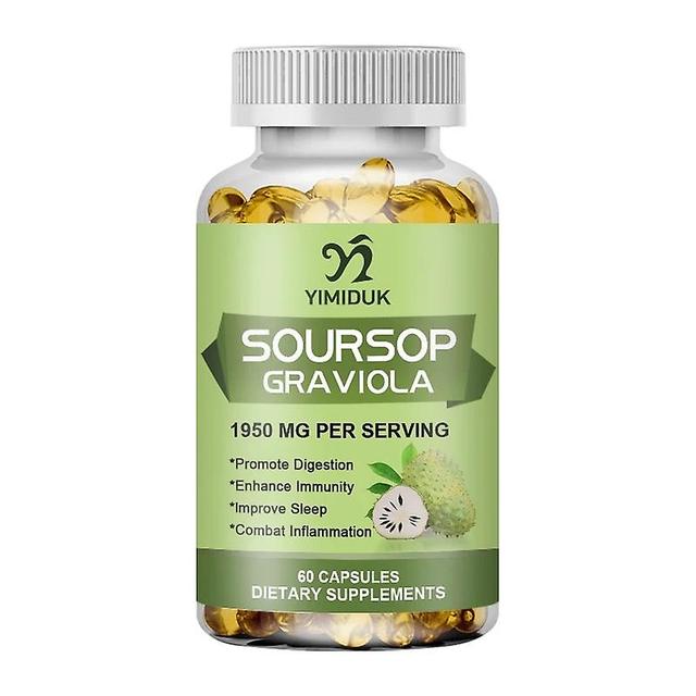 Eccpp Soursop Graviola Capsules 1950mg For Powerful Antioxidant Promote Digestion & Cellular Health Strengthen Immunity 1 Bottles 60 pcs on Productcaster.