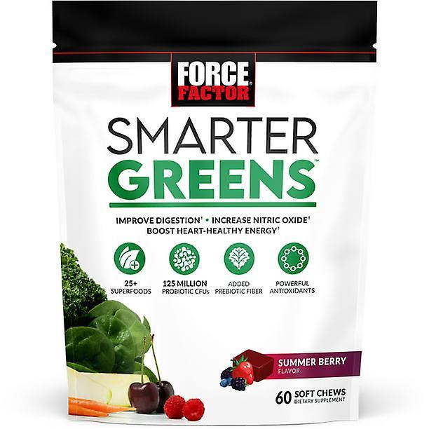 Force Factor Fator de força mais inteligente greens mastigações macias, suplementos de superalimentos verdes, baga de verão, 60 mastigações macias on Productcaster.