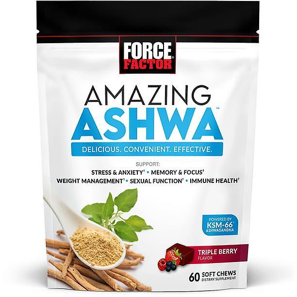 Force factor amazing ashwa, ashwagandha stress supplement, triple berry, 60 chews on Productcaster.