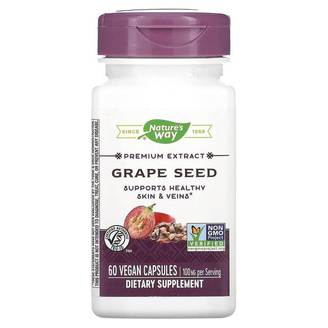 Nature's Way, Premium Extract, Grape Seed, 100 mg, 60 Vegan Capsules on Productcaster.