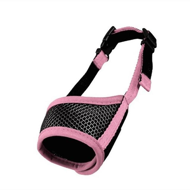 Scacv Pet Dog Muzzle Adjustable Breathable Dog Mouth Cover Multipurpose Dog Safety Mask Pink M on Productcaster.