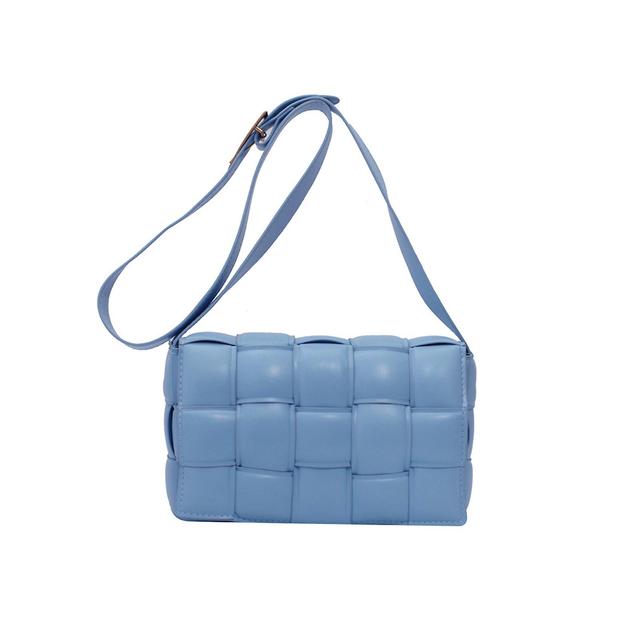 Geweven gewatteerde vrouwen crossbody handtas portemonnee schouder messenger tas mode clutch Blauw on Productcaster.