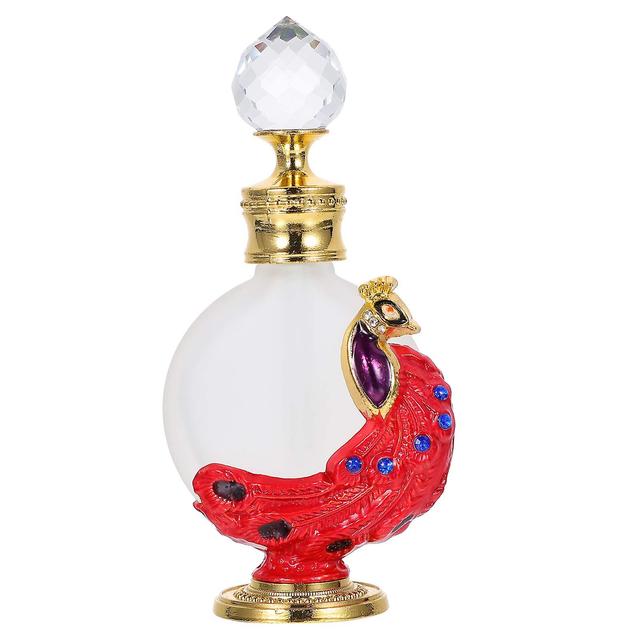 Linkrunning Reisparfums voor vrouwen Containers 1pc parfumfles leeg Vintage Peacock vorm Decor glas parfum met druppelaar voor etherische olie (rood) on Productcaster.