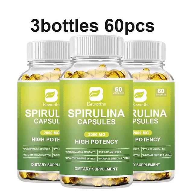 Spirulina Capsules - Green Superfood Heart Support, Natural Energy And Glucose Control - Plant Vitamins And Strong Antioxidants Tib 3bottles 60Caps... on Productcaster.