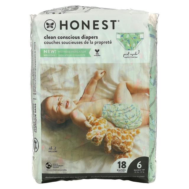 The Honest Company, Honest Diapers, Size 6, 35+ lbs, This Way That Way, 18 Diapers on Productcaster.